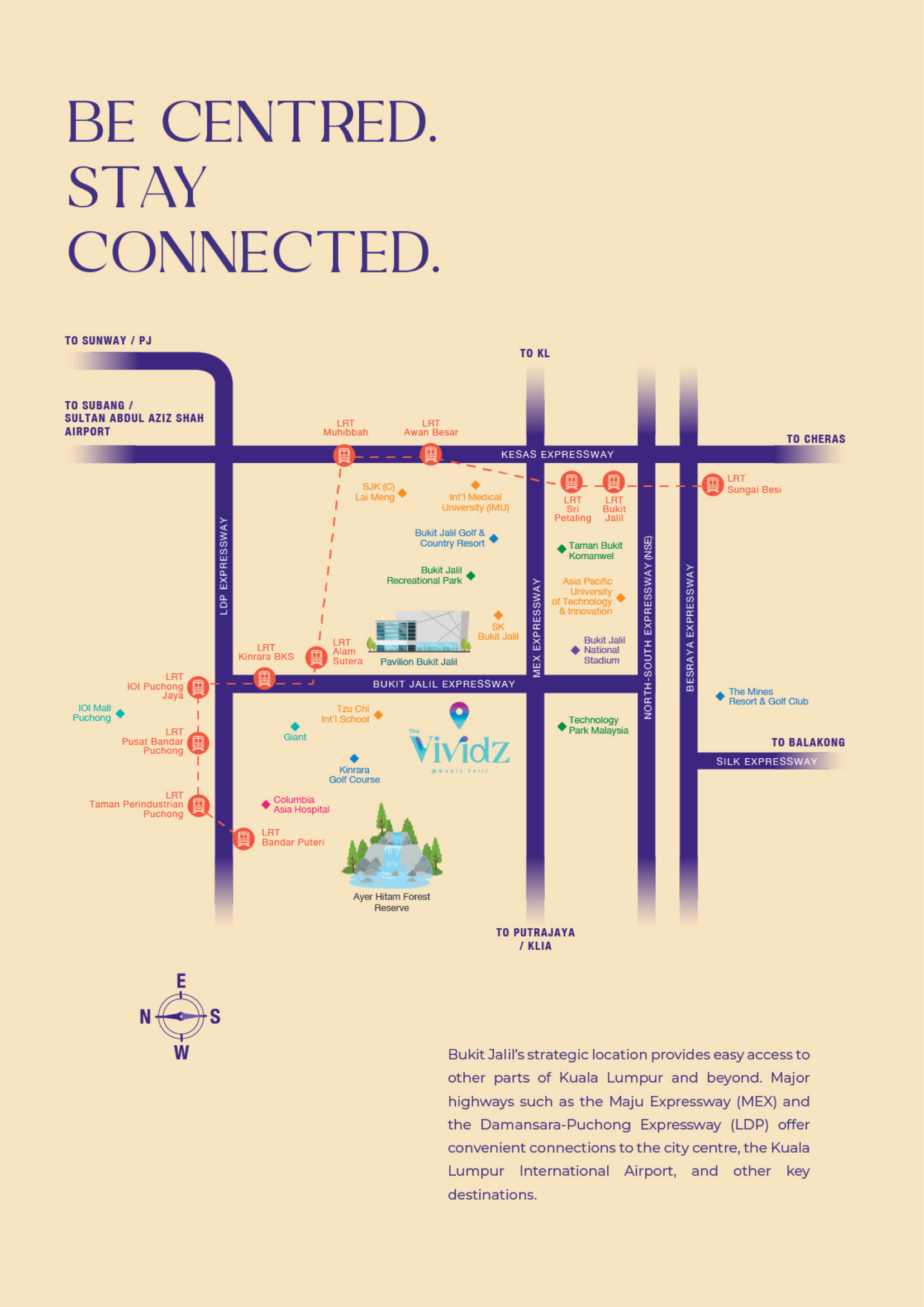 Site location and accessibility map for The Vividz @ Bukit Jalil