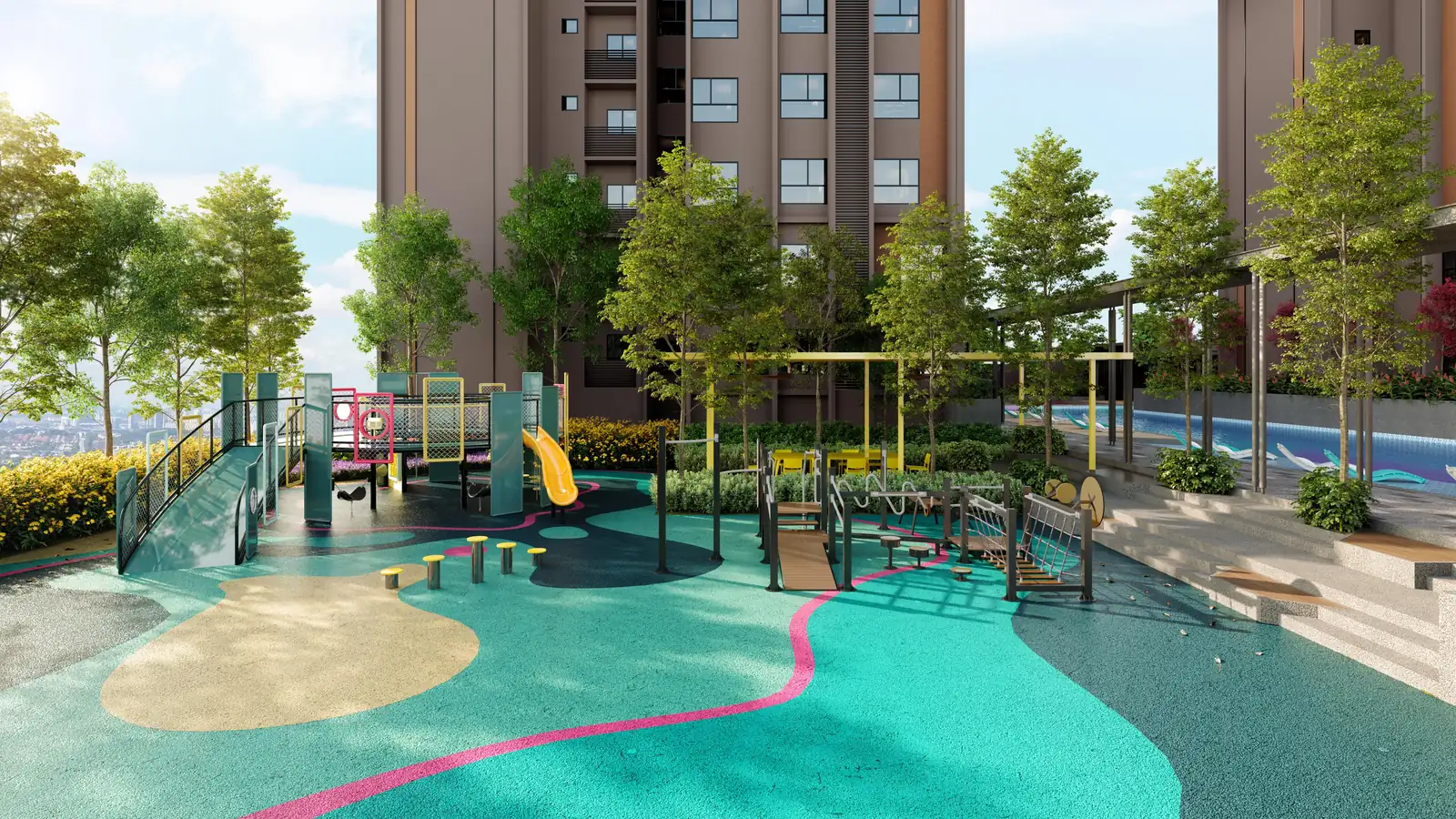 Chromatic Funland children’s play area on the Level 8 podium at The Vividz